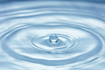 blue water surface with droplet splash