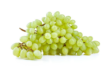 bunch of green grapes isolated on white background