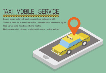 Online mobile taxi order service app concept.