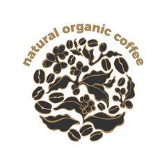 Vector round coffee symbol. Nature botanical sketch