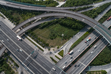 Fototapeta na wymiar Aerial view of highway and overpass