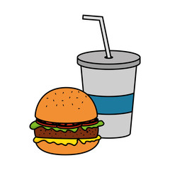 delicious burger with soda