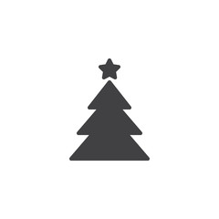 Xmas tree with star vector icon. filled flat sign for mobile concept and web design. Christmas tree decorated simple solid icon. Symbol, logo illustration. Pixel perfect vector graphics
