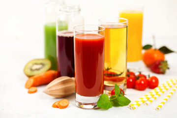 Various vegetable and fruit juice