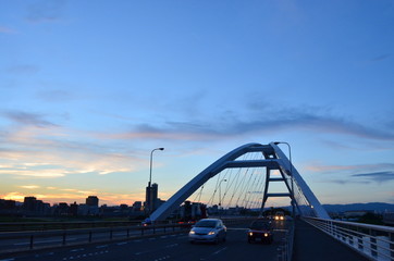 長柄橋と夕焼け