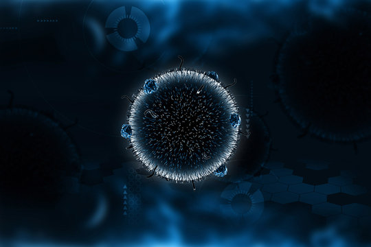 3d rendered HIV Virus in Blood Stream in color background


