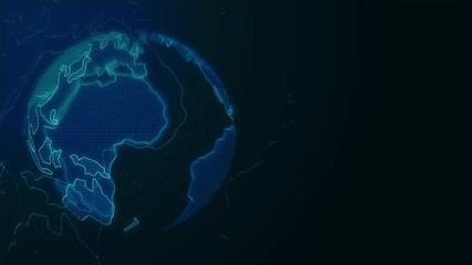 CG Blue earth glow in the dark  camera movement footage.