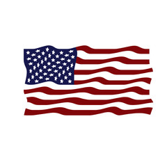 Fototapeta premium Flag of the United States. Waving American flag on white background. 