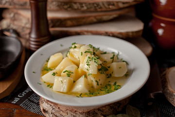 boiled potatoes on a plate