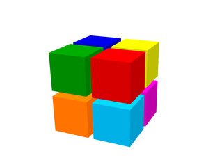 Fototapeta premium Abstract 3d cube from cubes. Isolated on white background.