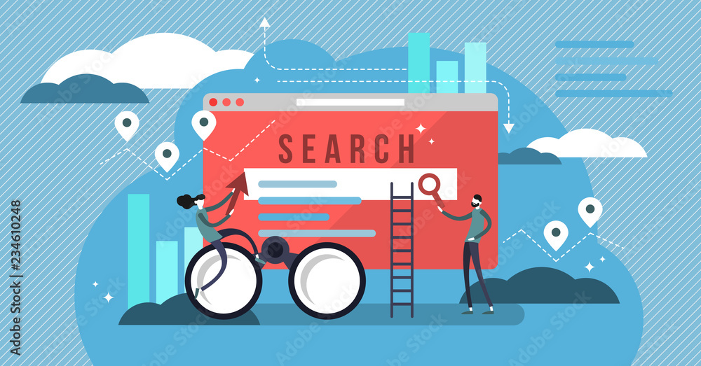 Poster search results vector illustration. banner with engine answers to question.