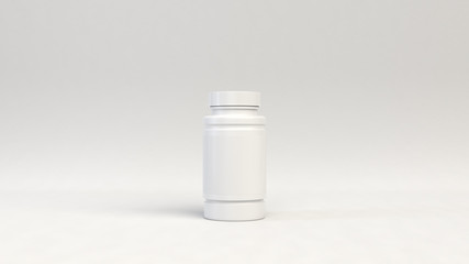 Blank white plastic bottle for pills