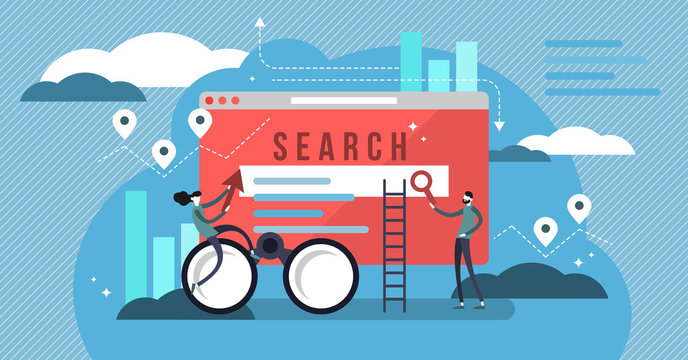 Search Results Vector Illustration. Banner With Engine Answers To Question.