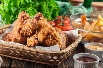 Breaded crispy fried kentucky chicken drumctick