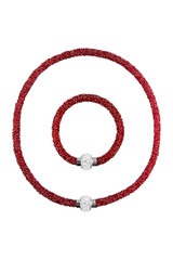 Red necklace and bracelet set, fashion items isolated on white background, clipping path included