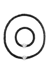 Black necklace and bracelet set, fashion items isolated on white background, clipping path included