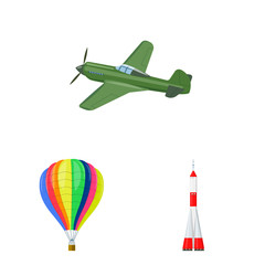 Vector illustration of plane and transport symbol. Set of plane and sky stock vector illustration.