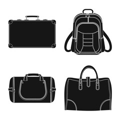 Isolated object of suitcase and baggage icon. Collection of suitcase and journey stock vector illustration.