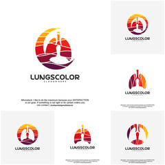 Set of Colorful Lungs logo vector, Health lungs logo template, design concept