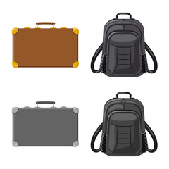 Vector illustration of suitcase and baggage symbol. Set of suitcase and journey stock vector illustration.