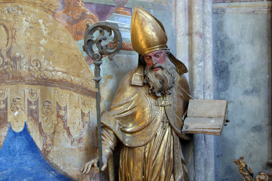 Saint Ambrose statue in the church of Immaculate Conception in Lepoglava, Croatia 