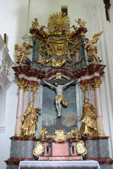 The altar of Holy Cross in the church of Immaculate Conception in Lepoglava, Croatia 
