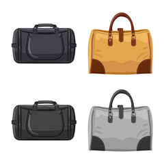 Vector illustration of suitcase and baggage symbol. Set of suitcase and journey stock vector illustration.
