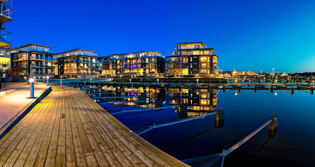 Blue hour i Fiskebäck marina west in Gothenburg