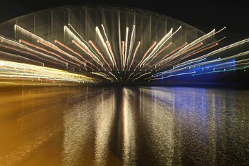 bridge at night neon effect