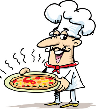 Master of pizza. Cartoon illustration of italy chef