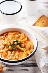 Traditional italian dish «pasta e ceci»