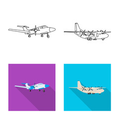 Isolated object of plane and transport symbol. Set of plane and sky stock symbol for web.