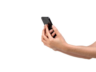 Hand holding mockup smartphone