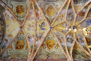 Fototapeta na wymiar Ceiling fresco in the church of Immaculate Conception in Lepoglava, Croatia 