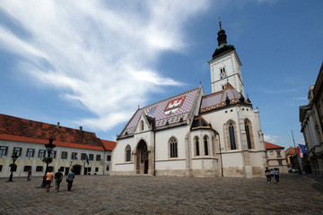 The Church of St. Mark dates back to the 13th century in Zagreb, Croatia 