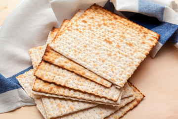 matzo flatbread for Jewish high holiday celebrations on the table