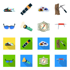 Isolated object of mountaineering and peak icon. Collection of mountaineering and camp vector icon for stock.