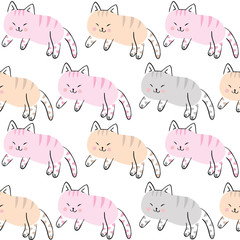 Cute seamless pattern colorful cat vector.