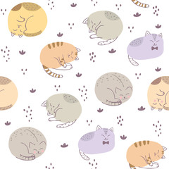 Cute seamless pattern colorful cat vector.