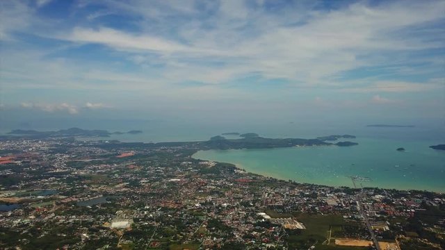 phuket town island sunny day aerial panorama 4k thailand
