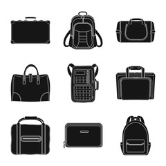 Isolated object of suitcase and baggage icon. Collection of suitcase and journey stock vector illustration.