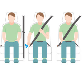 シートベルトをする男性