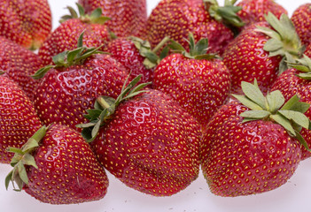 fresh ripe strawberries isolated on white background