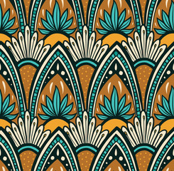 Cascading Mandala - Turquoise and Tan