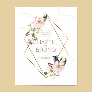 Wedding invitation card mockup vector