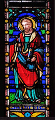 Obraz na płótnie Canvas Saint Thomas the Apostle, stained glass window in the San Michele in Foro church in Lucca, Tuscany, Italy