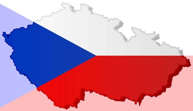 Illustration of a Czech flag with a contour of its borders