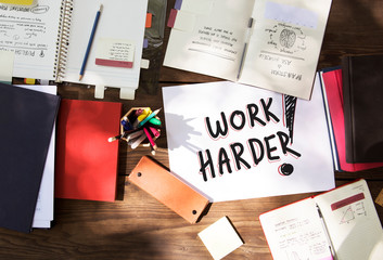 Phrase Work harder in a workspace