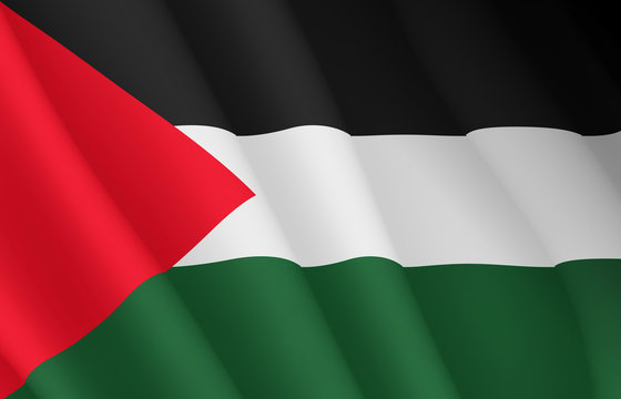 Illustration of a flying Palestinian flag