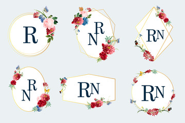 Set of floral frame illustrations